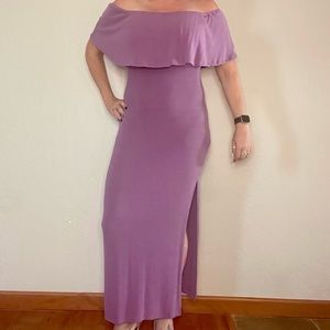 Purple Off Shoulder Dress w/ Side Slit